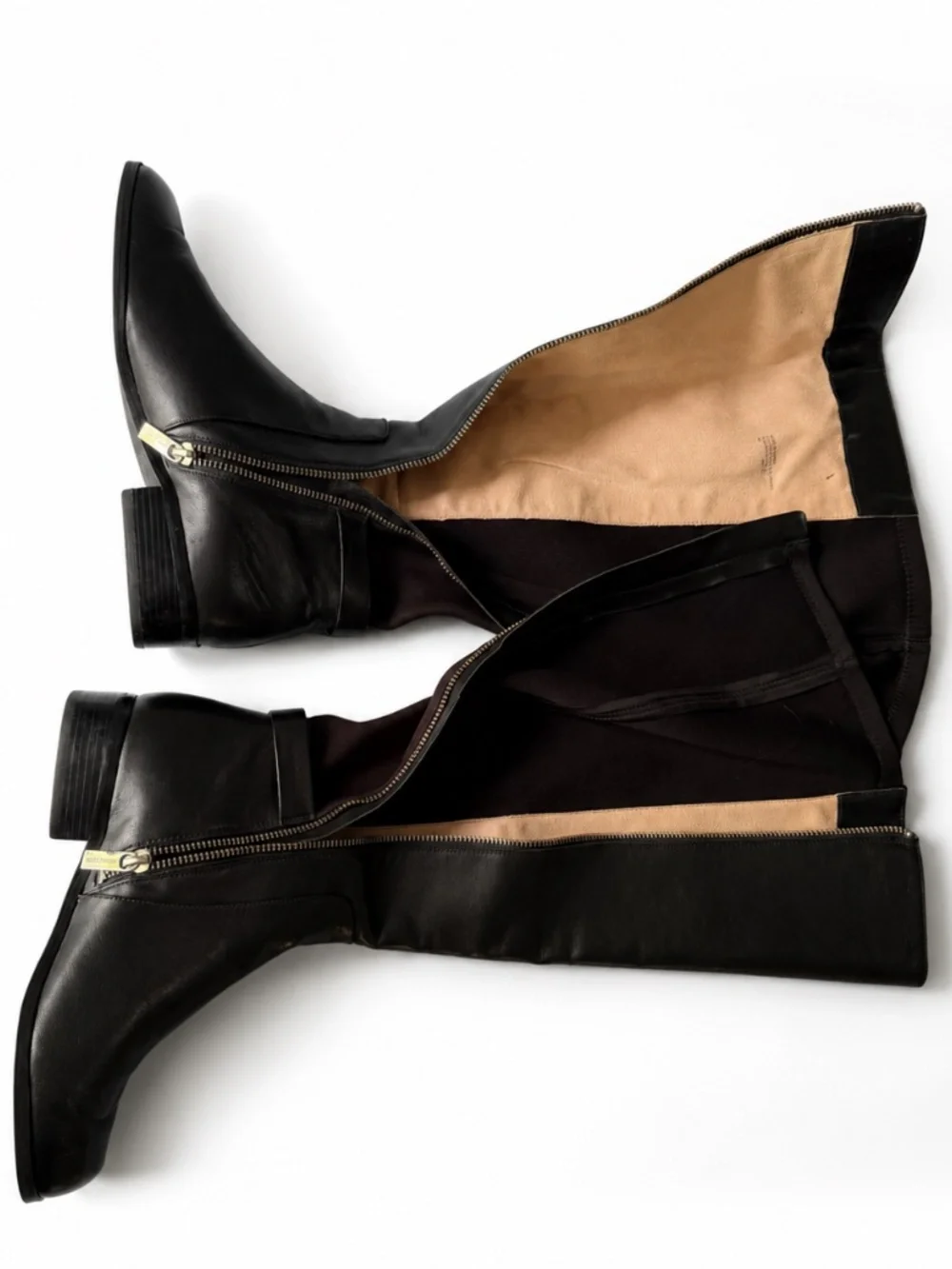 Michael Kors Black Leather Stretch Riding Boots Women 8M Knee High MK